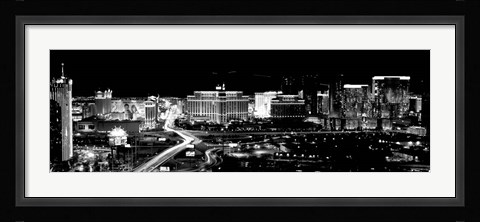 Framed City lit up at night, Las Vegas, Nevada Print