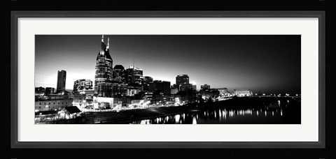 Framed Skylines at night along Cumberland River, Nashville, Tennessee Print