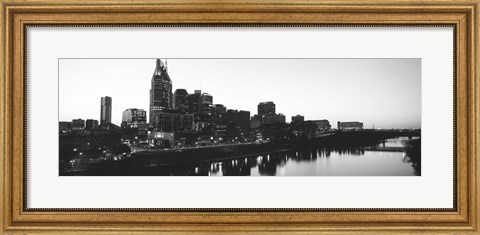 Framed Skylines at dusk along Cumberland River, Nashville, Tennessee Print