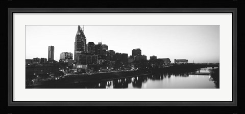 Framed Skylines at dusk along Cumberland River, Nashville, Tennessee Print