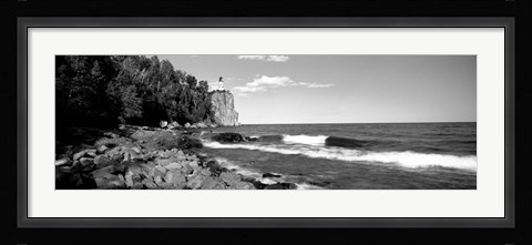 Framed Lighthouse on a cliff, Split Rock Lighthouse, Lake Superior, Minnesota Print