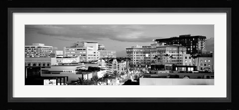 Framed High angle view of buildings in a city, Rodeo Drive, Beverly Hills, California Print