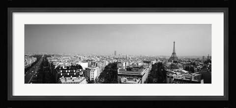 Framed High angle view of a cityscape, Paris, France BW Print