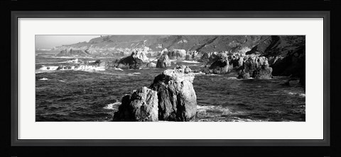Framed Rock formations on the beach, Big Sur, Garrapata State Beach, California Print