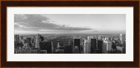 Framed Cityscape at sunset, Central Park, East Side of Manhattan, NY Print