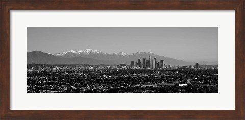 Framed High angle view of a city, Los Angeles, California BW Print