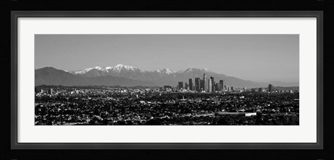 Framed High angle view of a city, Los Angeles, California BW Print
