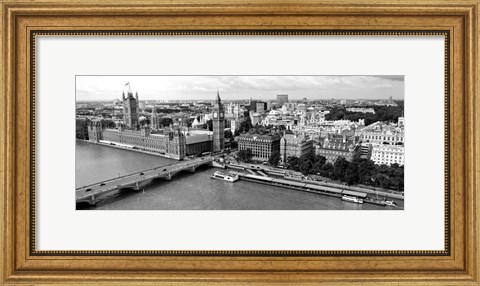 Framed Houses of Parliament, Thames River, City of Westminster, London, England Print