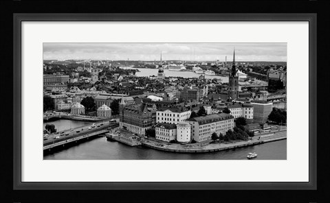 Framed High angle view of a city, Stockholm, Sweden BW Print