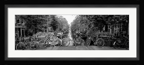 Framed Bikes in Amsterdam, Netherlands (black &amp; white) Print