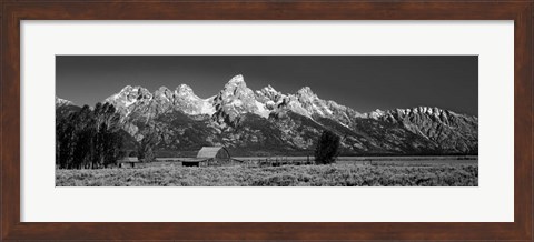 Framed Barn On Plain Before Mountains, Grand Teton National Park, Wyoming Print