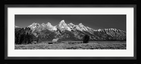 Framed Barn On Plain Before Mountains, Grand Teton National Park, Wyoming Print