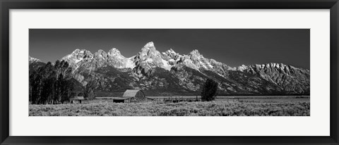 Framed Barn On Plain Before Mountains, Grand Teton National Park, Wyoming Print