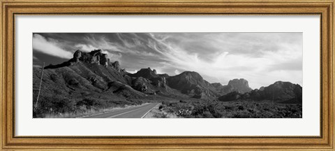 Framed Highway Passing Through A Landscape, Big Bend National Park, Texas Print