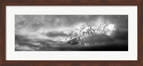 Framed Storm clouds over mountains, Cathedral Group, Teton Range, Wyoming Print