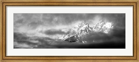 Framed Storm clouds over mountains, Cathedral Group, Teton Range, Wyoming Print