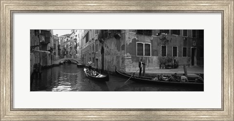 Framed Tourists in a Gondola, Venice, Italy (black &amp; white) Print