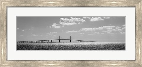 Framed Bridge across a bay, Sunshine Skyway Bridge, Tampa Bay, Florida Print
