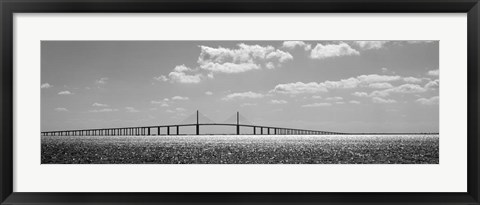 Framed Bridge across a bay, Sunshine Skyway Bridge, Tampa Bay, Florida Print