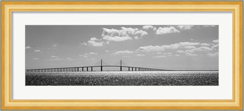 Framed Bridge across a bay, Sunshine Skyway Bridge, Tampa Bay, Florida Print