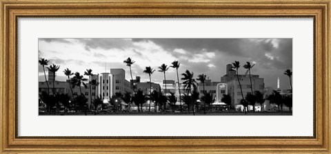 Framed Buildings Lit Up At Dusk, Ocean Drive, Miami Beach, Florida Print