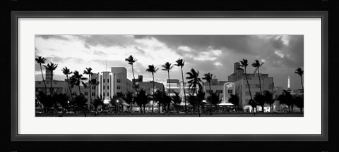 Framed Buildings Lit Up At Dusk, Ocean Drive, Miami Beach, Florida Print
