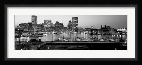 Framed Inner Harbor, Baltimore, Maryland BW Print