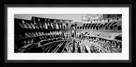 Framed High angle view of tourists in an amphitheater, Colosseum, Rome, Italy BW Print