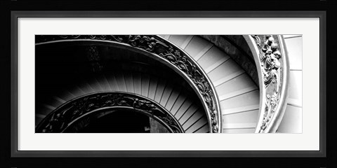 Framed Spiral Staircase, Vatican Museum, Rome, Italy BW Print