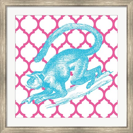 Framed Bright Menagerie Monkey Print