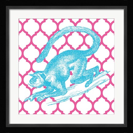 Framed Bright Menagerie Monkey Print