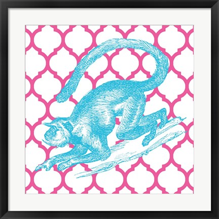 Framed Bright Menagerie Monkey Print