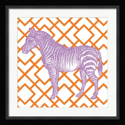 Framed Bright Menagerie Zebra Print