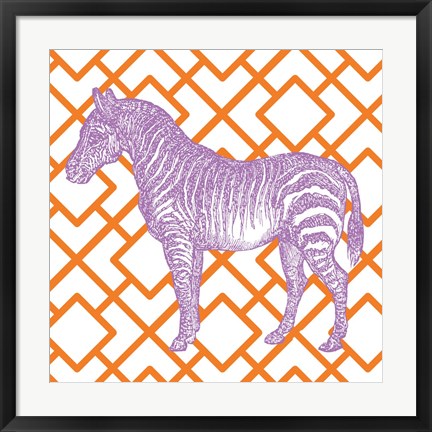 Framed Bright Menagerie Zebra Print