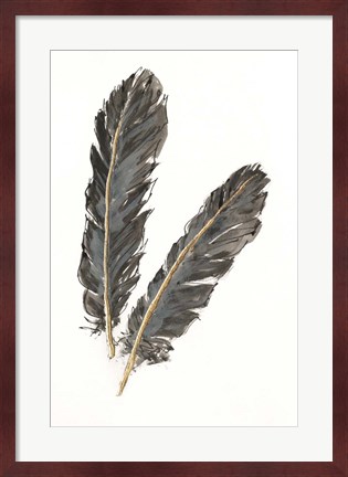 Framed Gold Feathers IV on White Print