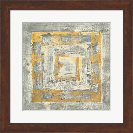 Framed Gold Tapestry II Gold and White Print