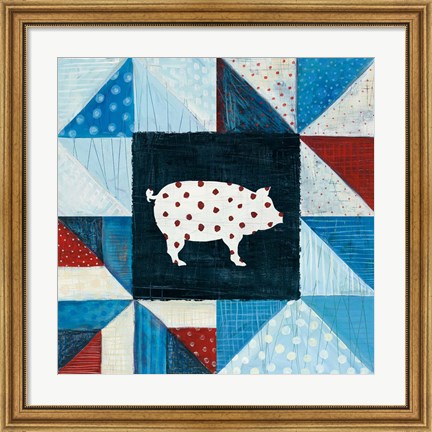 Framed Modern Americana Farm Quilt V Print