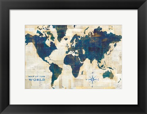 Framed World Map Collage Print