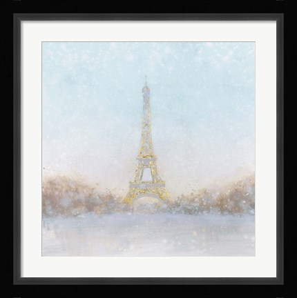 Framed Eiffel Romance no Couple Turquoise Print
