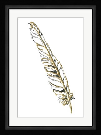 Framed Gilded Swan Feather I Print