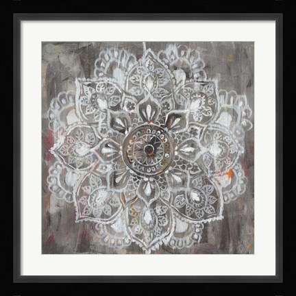 Framed Mandala in Neutral II Print