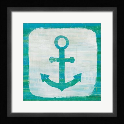 Framed Ahoy III Blue Green Print