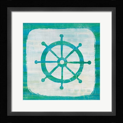 Framed Ahoy IV Blue Green Print