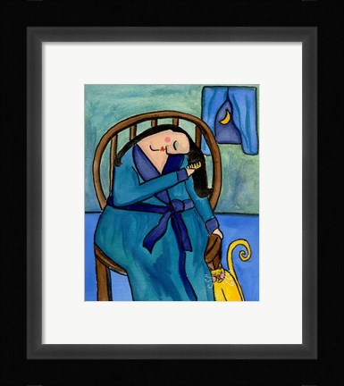 Framed Big Diva Combing Her Hair At Midnight Print