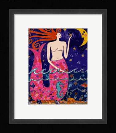 Framed Big Diva Mermaid Making Stars Print