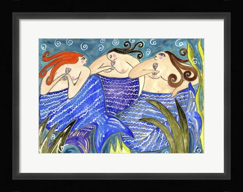 Framed Big Diva Mermaid Wine Club Print