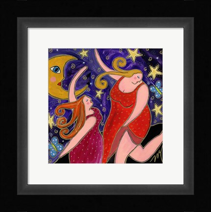 Framed Big Diva Moon Goddesses Dancing Print