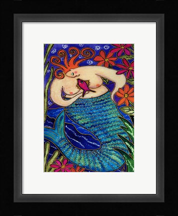 Framed Big Diva Redhead Mermaid Print