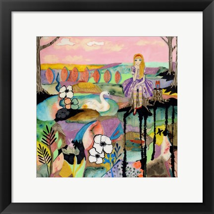 Framed Big Eyed Girl A World Her Qwn Print