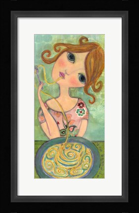 Framed Big Eyed Girl Bon Appetit Print